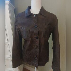 Women's Marc Baxis Brown Leather Jacket Size M.